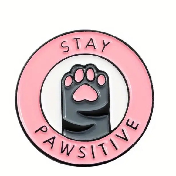 Cat Brooch Pin | Stay Pawsitive - Picture 1 of 5